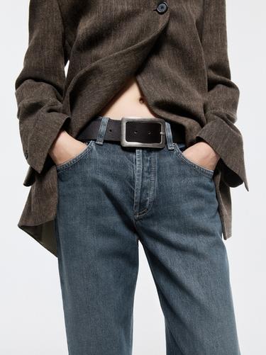 Jeans wide leg tiro medio - Azul medio de Zara