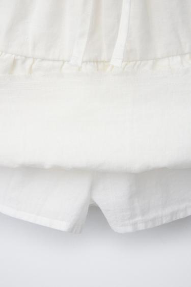 LINEN-BLEND BERMUDA SKORT WITH RUFFLES - Oyster-white by Zara - Image 2
