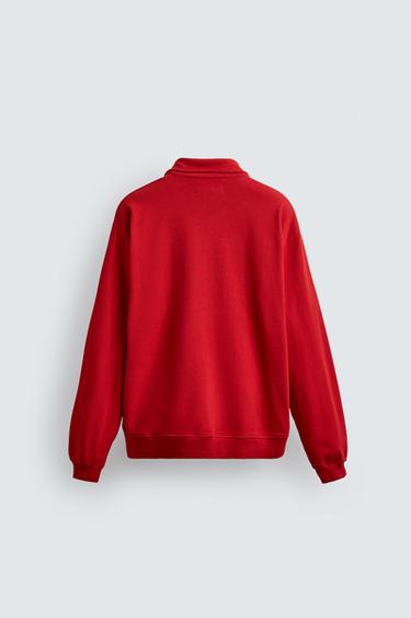 SWEAT DÉLAVÉ COL ZIPPÉ - Rouge de Zara - Image 7