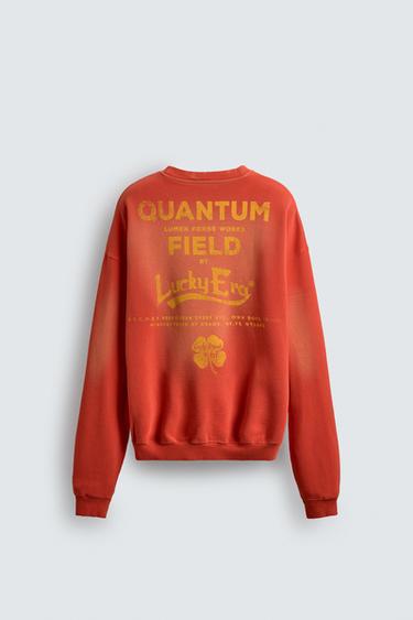 SWEATSHIRT WITH SPRAY TEXT PRINT - Red by Zara - Image 7