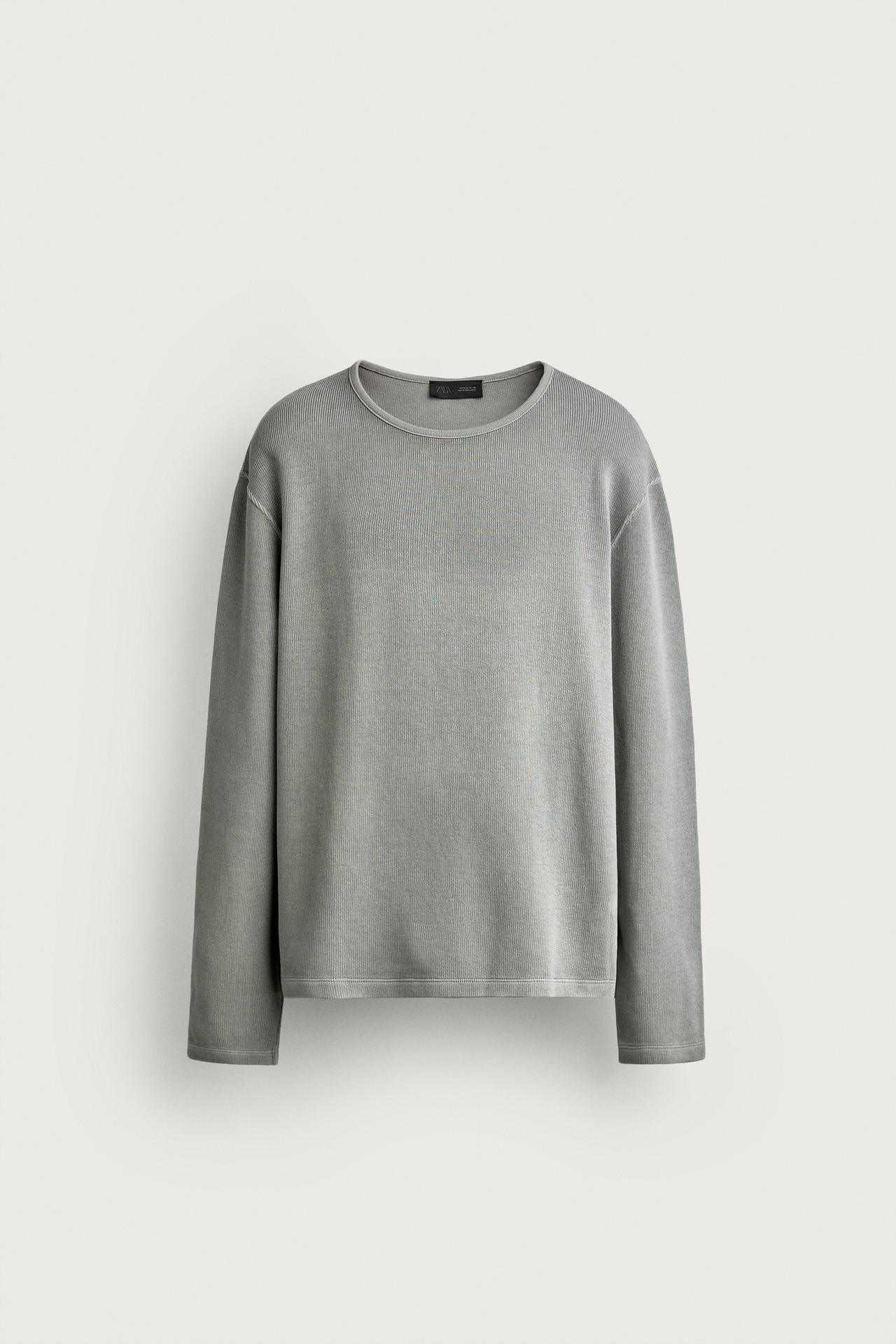 WASHED RIBBED SWEATSHIRT — Sea green
