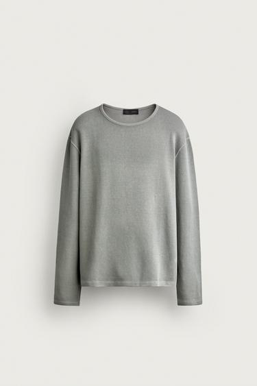 WASHED RIBBED SWEATSHIRT — Sea green 1