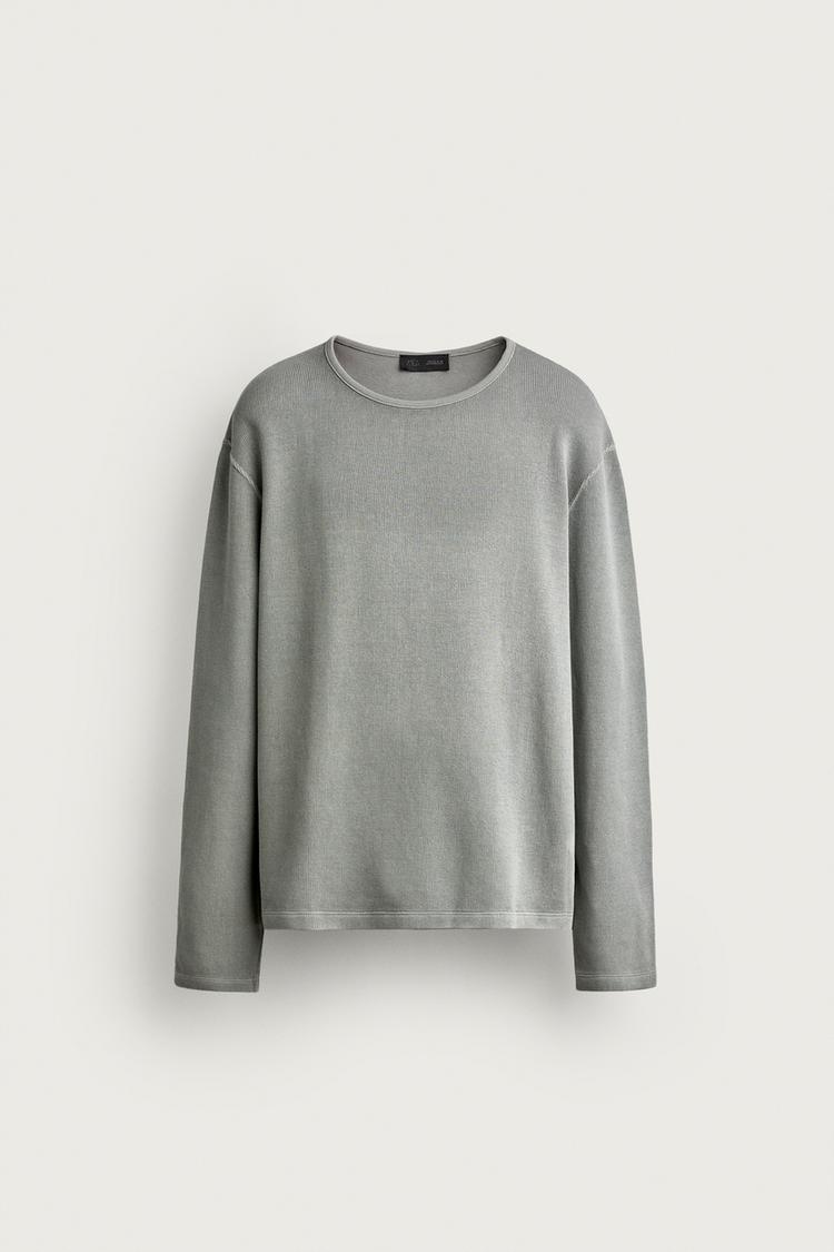 WASHED RIBBED SWEATSHIRT — Sea green