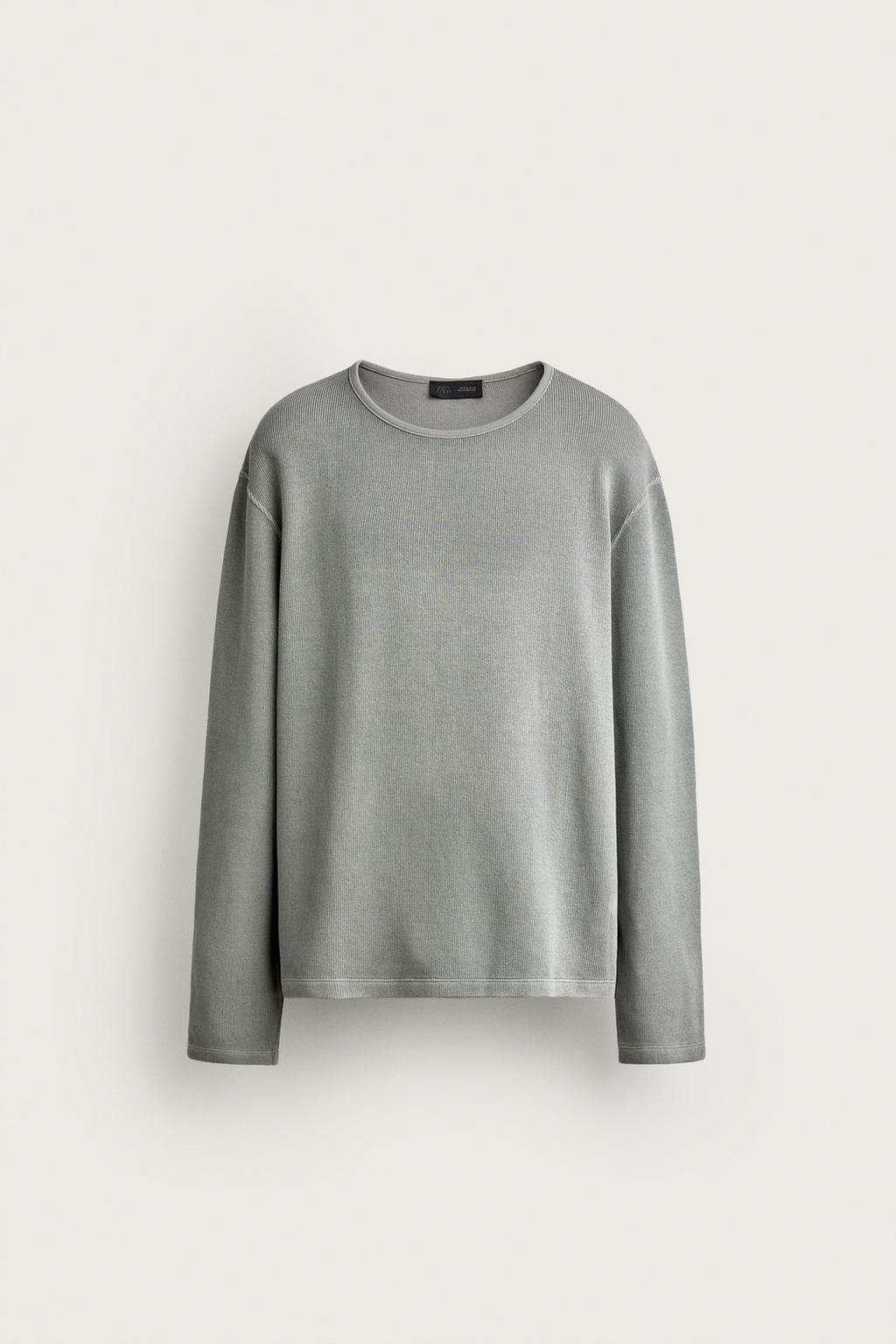 WASHED RIBBED TEXTURE SWEATSHIRT