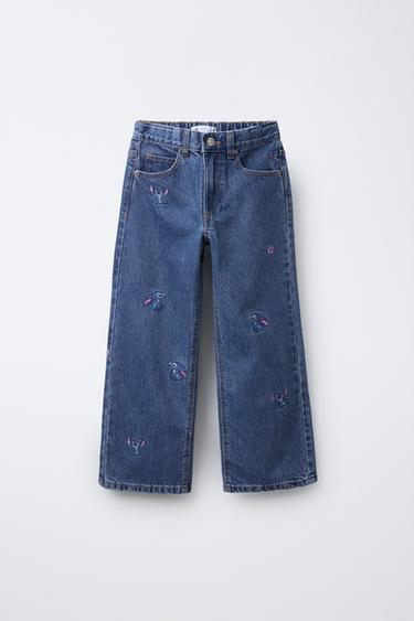 Zara WIDE LEG LILO & STITCH © DISNEY JEANS - Blue - Image 0