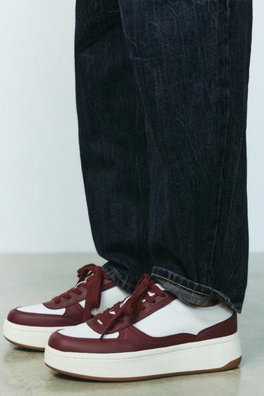 COLOUR-BLOCK TRAINERS - Burgundy Red by Zara - Image 1