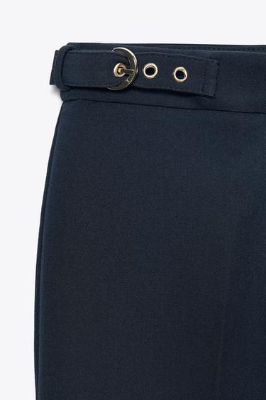 FLARE TROUSERS WITH BUCKLES - Navy blue by Zara - Image 7