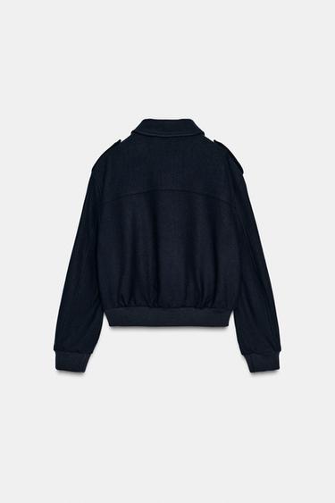 VESTE AVEC LAINE ZW COLLECTION - Bleu marine de Zara - Image 8