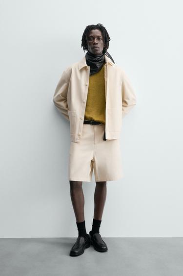 TEXTURED REGULAR FIT BERMUDA SHORTS - Ecru by Zara - Image 0