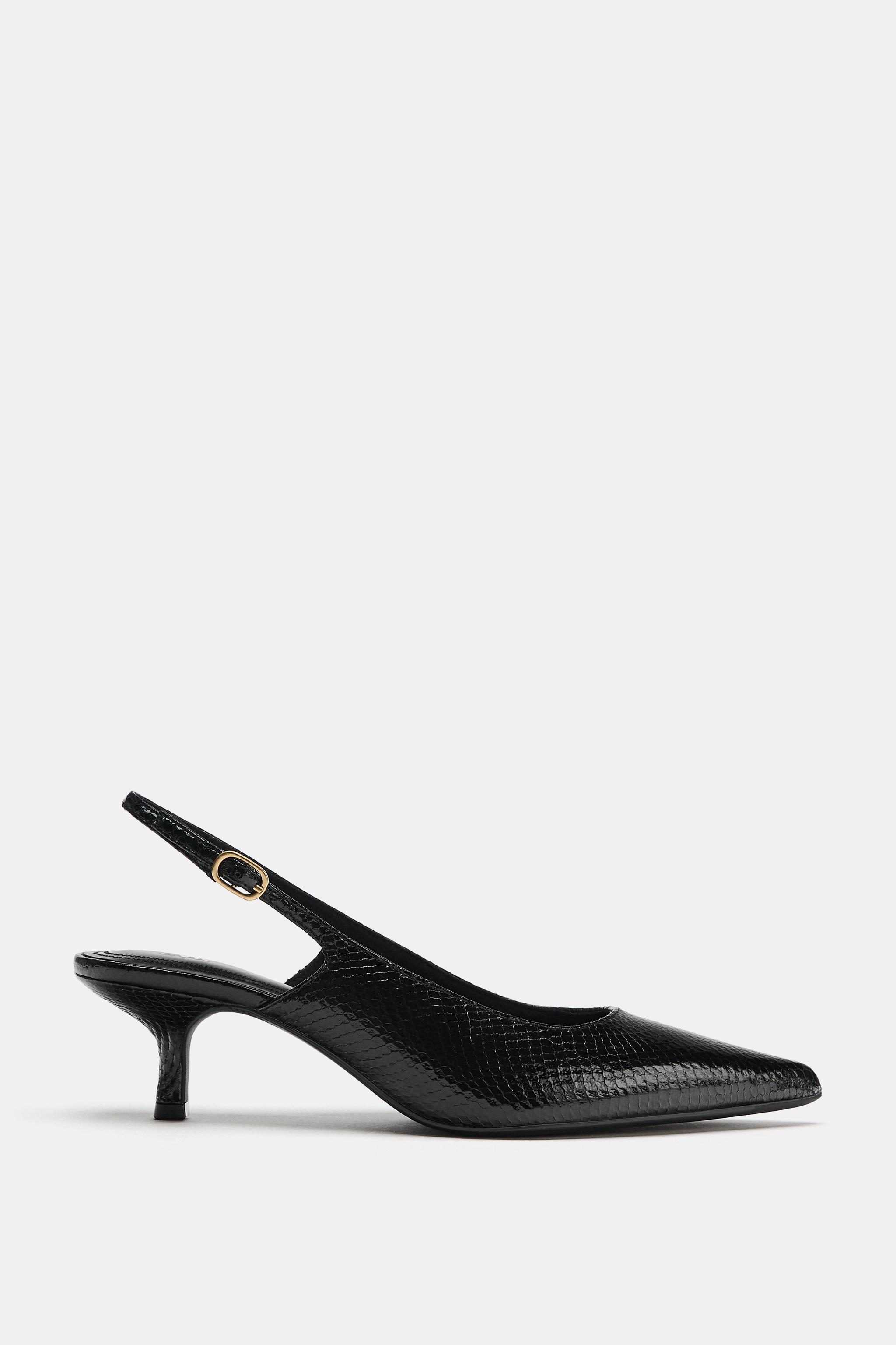 Женские туфли Zara TEXTURED SLINGBACK HEELS — фото 3