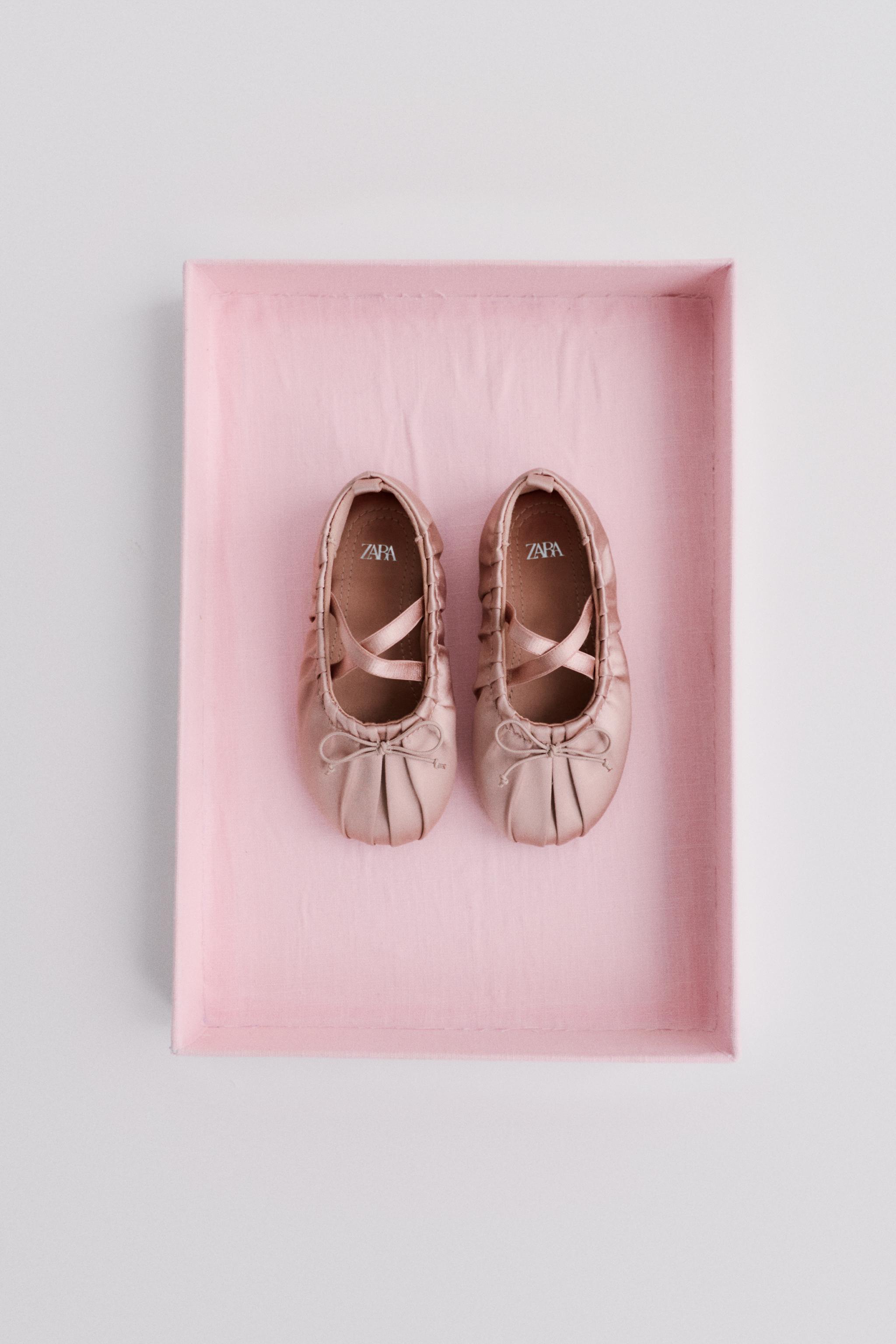 SATIN-EFFECT BALLET FLATS — Pink
