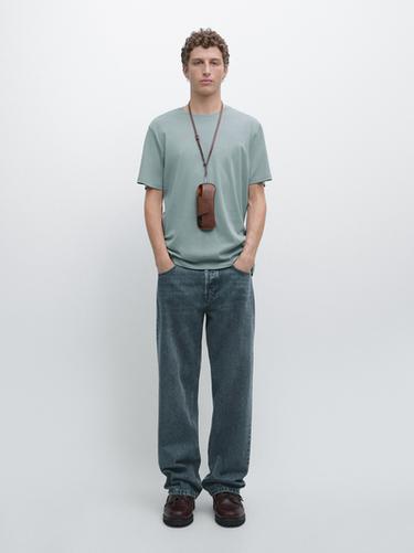 Zara Short sleeve cotton blend T-shirt - Blue / Gray