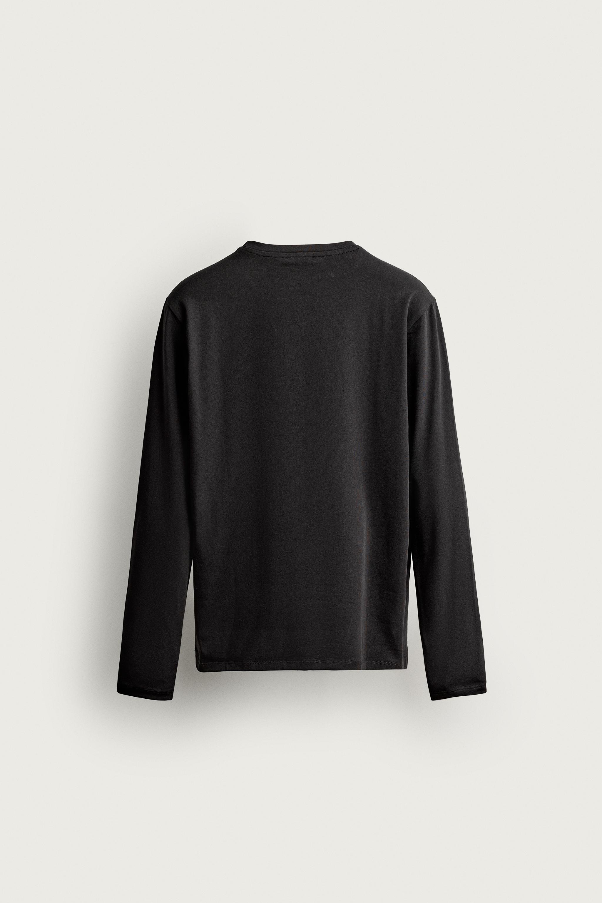 Мужские футболки Zara LONG SLEEVE SLIM FIT BASIC T-SHIRT — фото 8