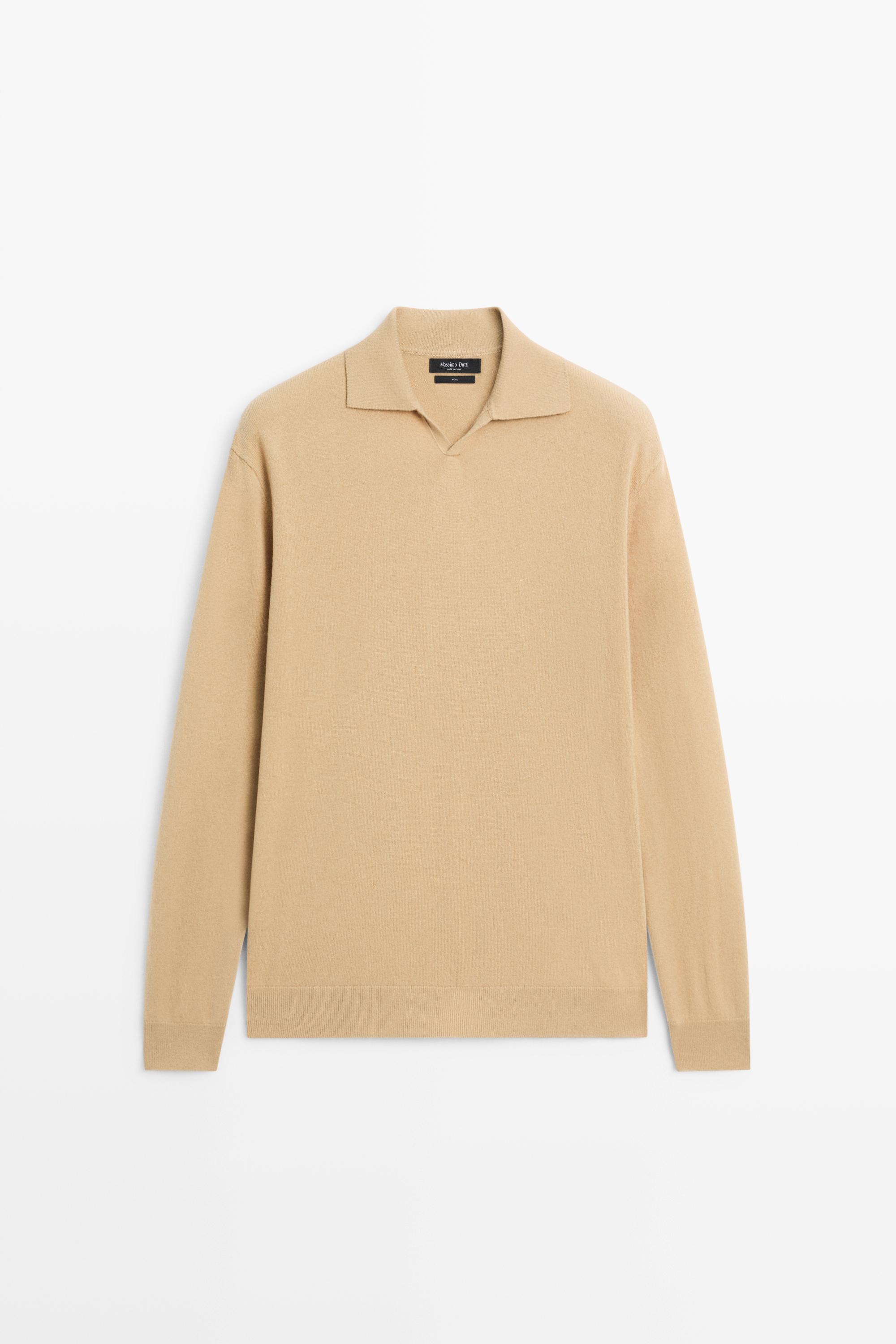 100% wool knit polo sweater