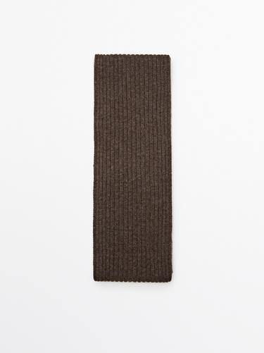 Zara Fine ribbed fabric scarf - Brown