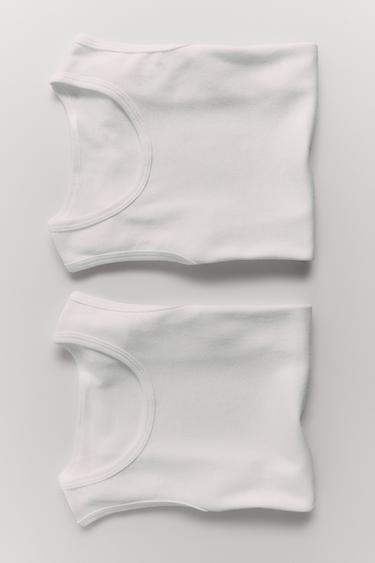 Zara AGES 6-14/ TWO-PACK OF BASIC TANK TOPS - Oyster-white