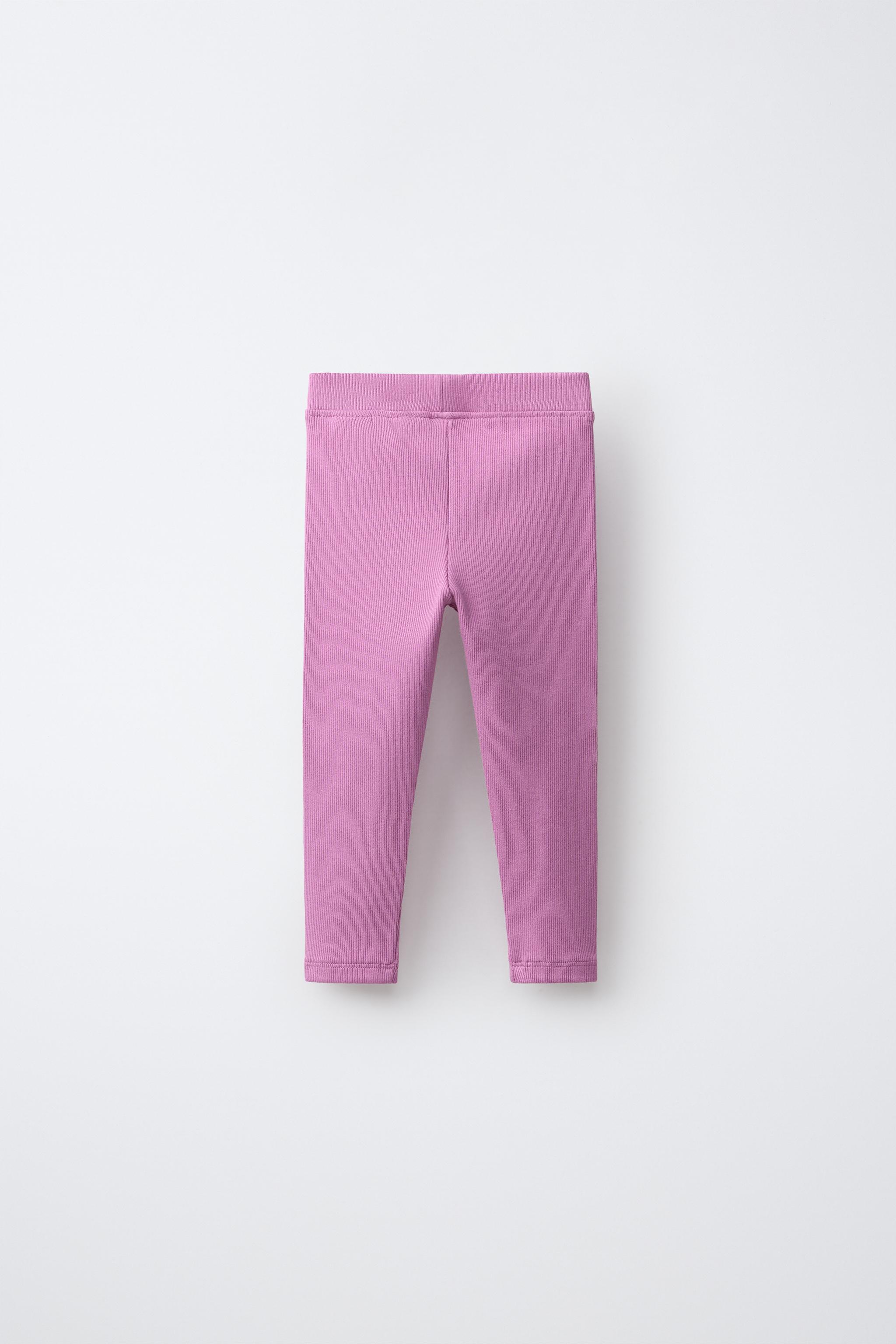 LABEL DETAIL RIBBED LEGGINGS — Chalk pink