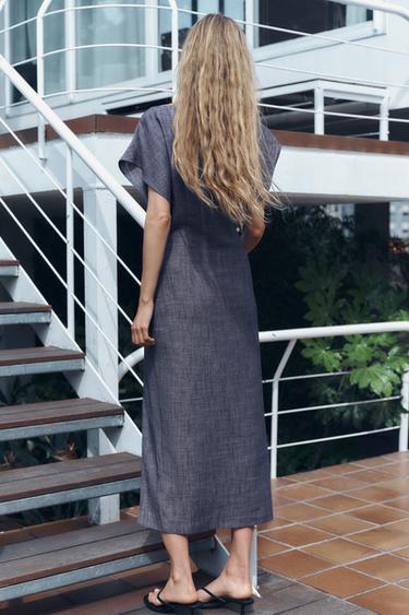 MIDI DRESS WITH GOLD APPLIQUÉ - Indigo by Zara - Image 4