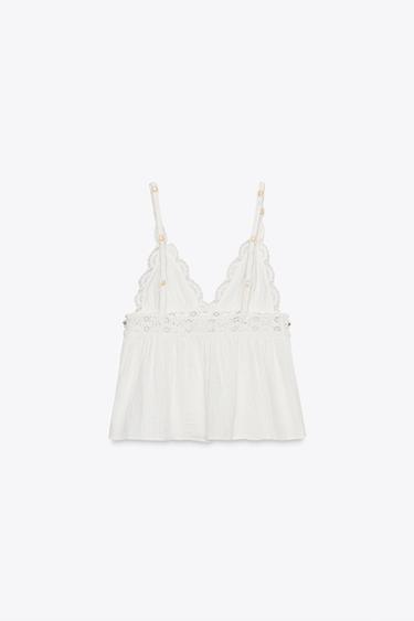 TOP BIMATIÈRE CROCHET FANTAISIE - Blanc de Zara - Image 4