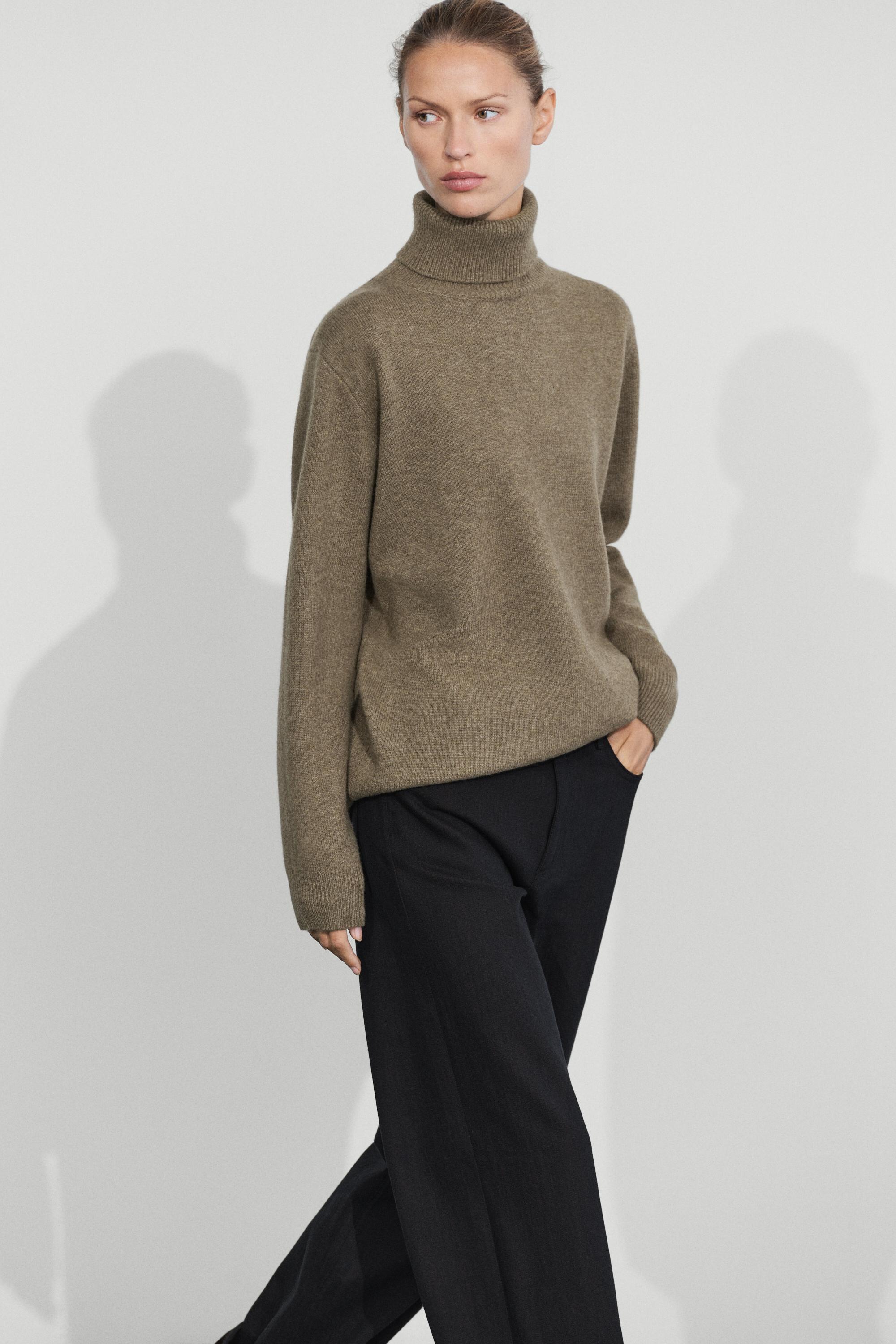 Pull à col roulé en maille de laine mélangée