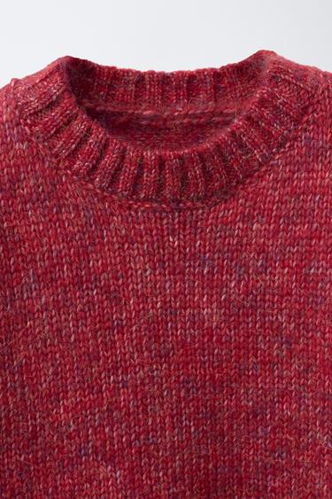 PLAIN WOOL KNIT SWEATER - BURGANDY MARS by Zara - Image 2
