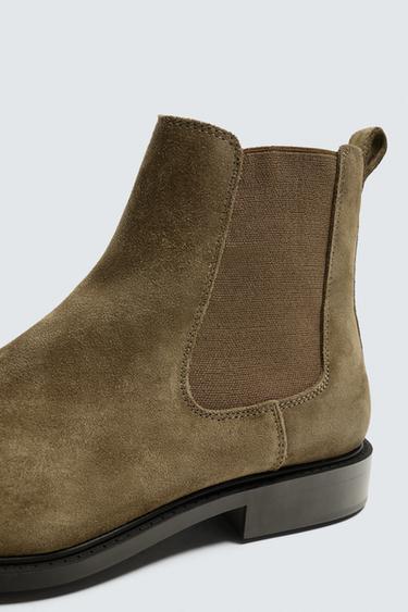 BOTTINES CHELSEA EN CUIR - Gris taupe de Zara - Image 2