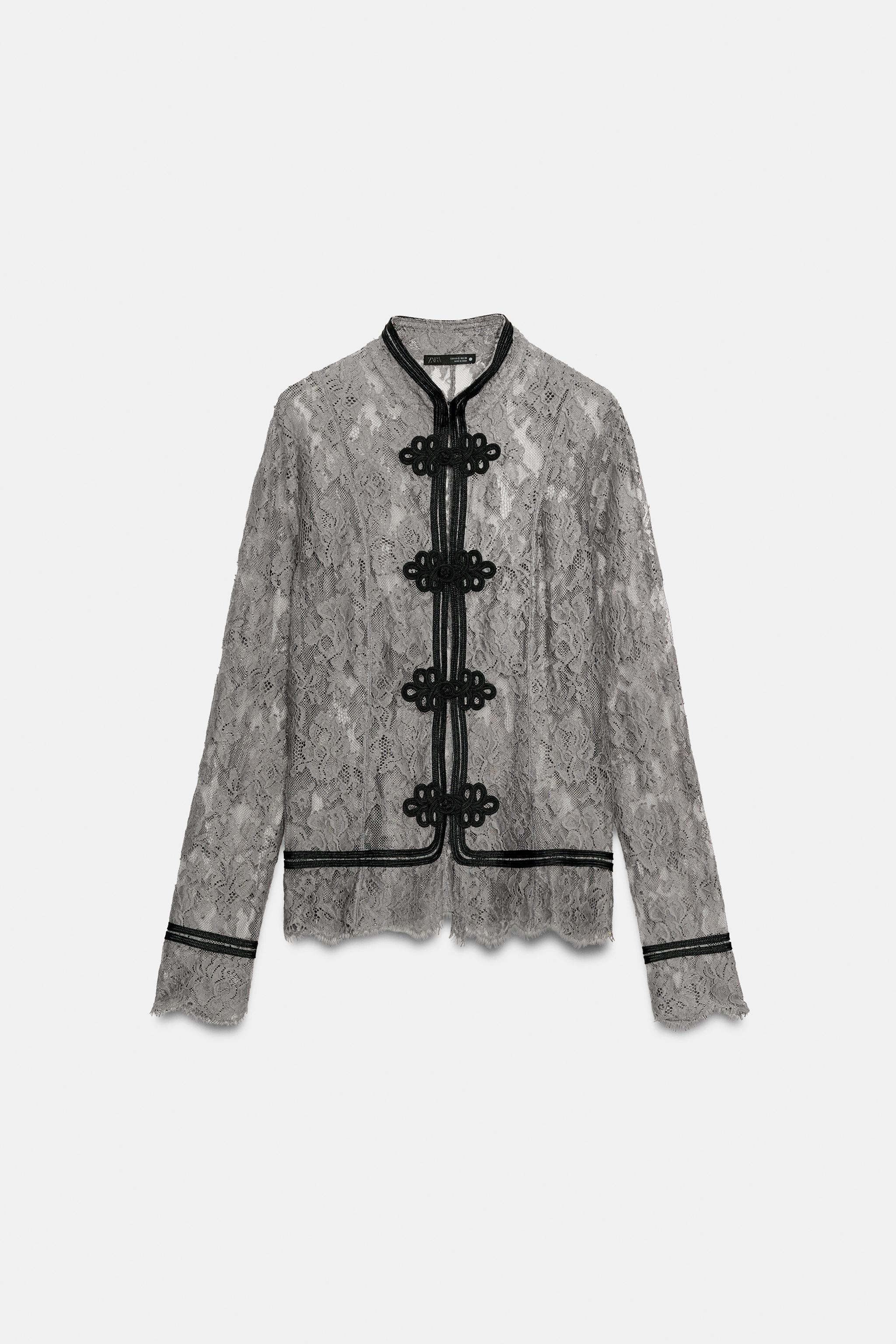 Женские рубашки Zara ZW COLLECTION LACE SHIRT WITH FROG FASTENING — фото 7