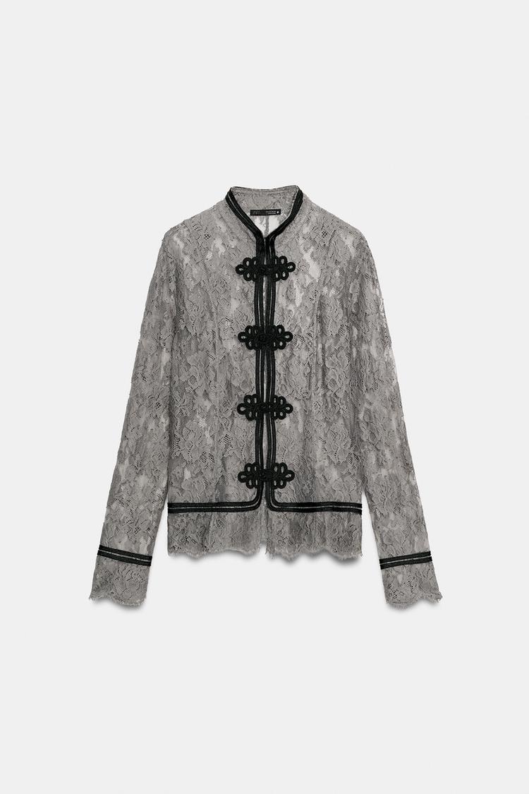 Camisa de encaje con cierre de botones de la colección ZW 4