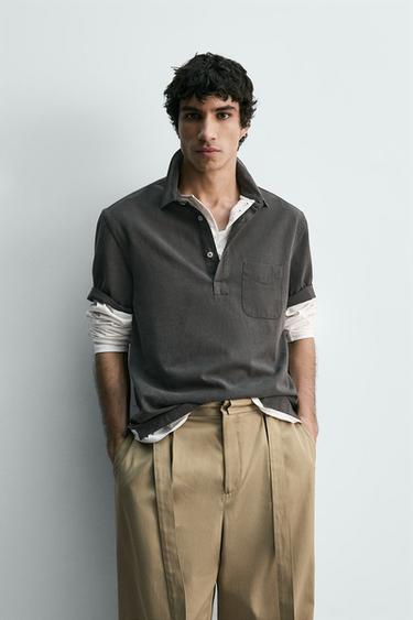 CHEMISE POLO FLUIDE - Gris de Zara