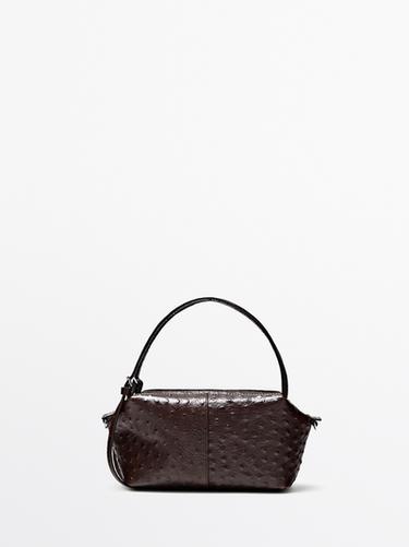 Zara Textured leather mini satchel bag - Brown