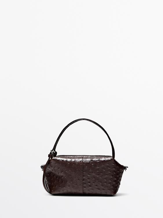 Textured leather mini satchel bag