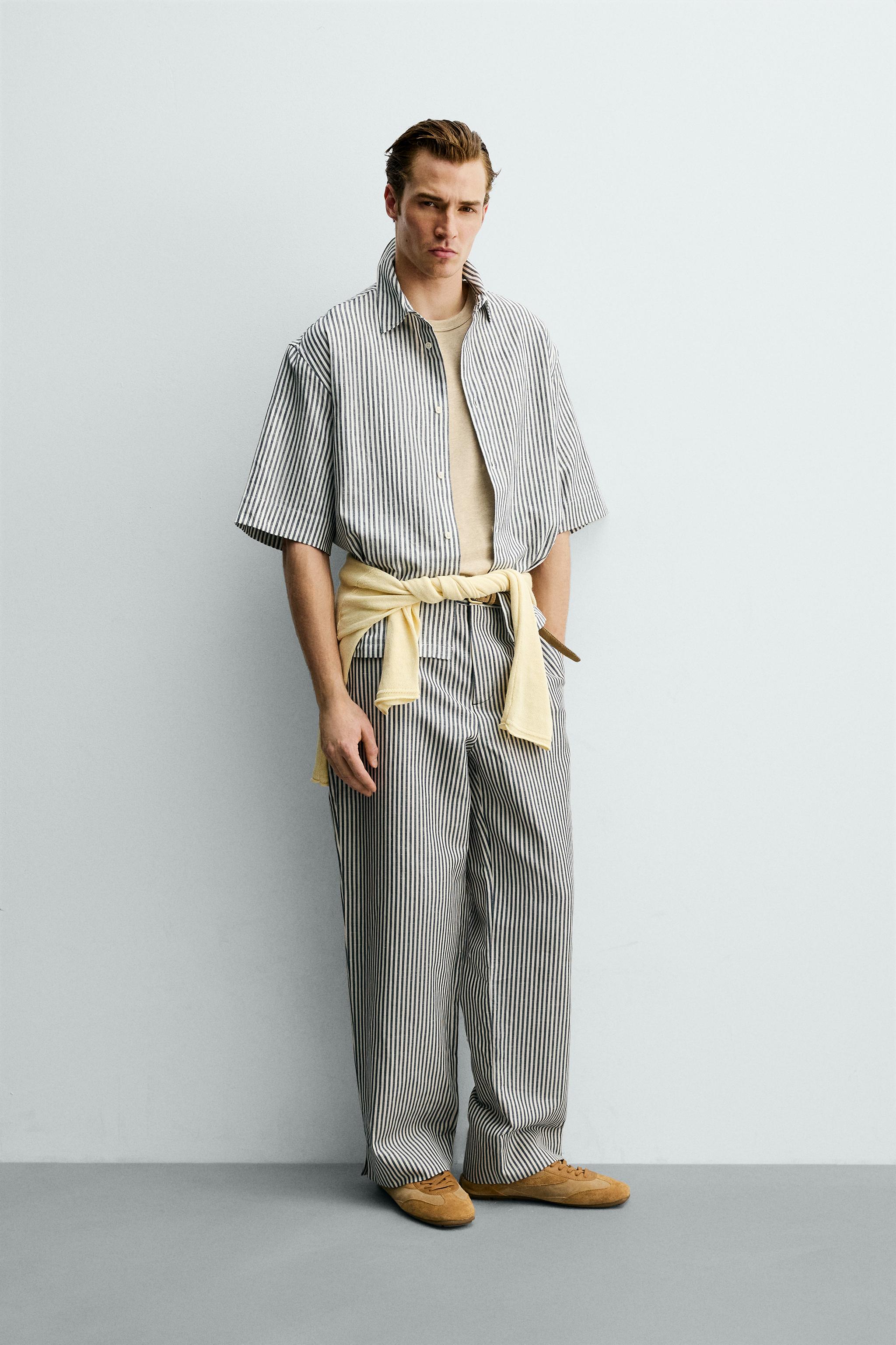RELAXED FIT STRIPED SHIRT - Indigo | ZARA United States
