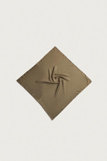 100% SILK BANDANA — Gray green 1