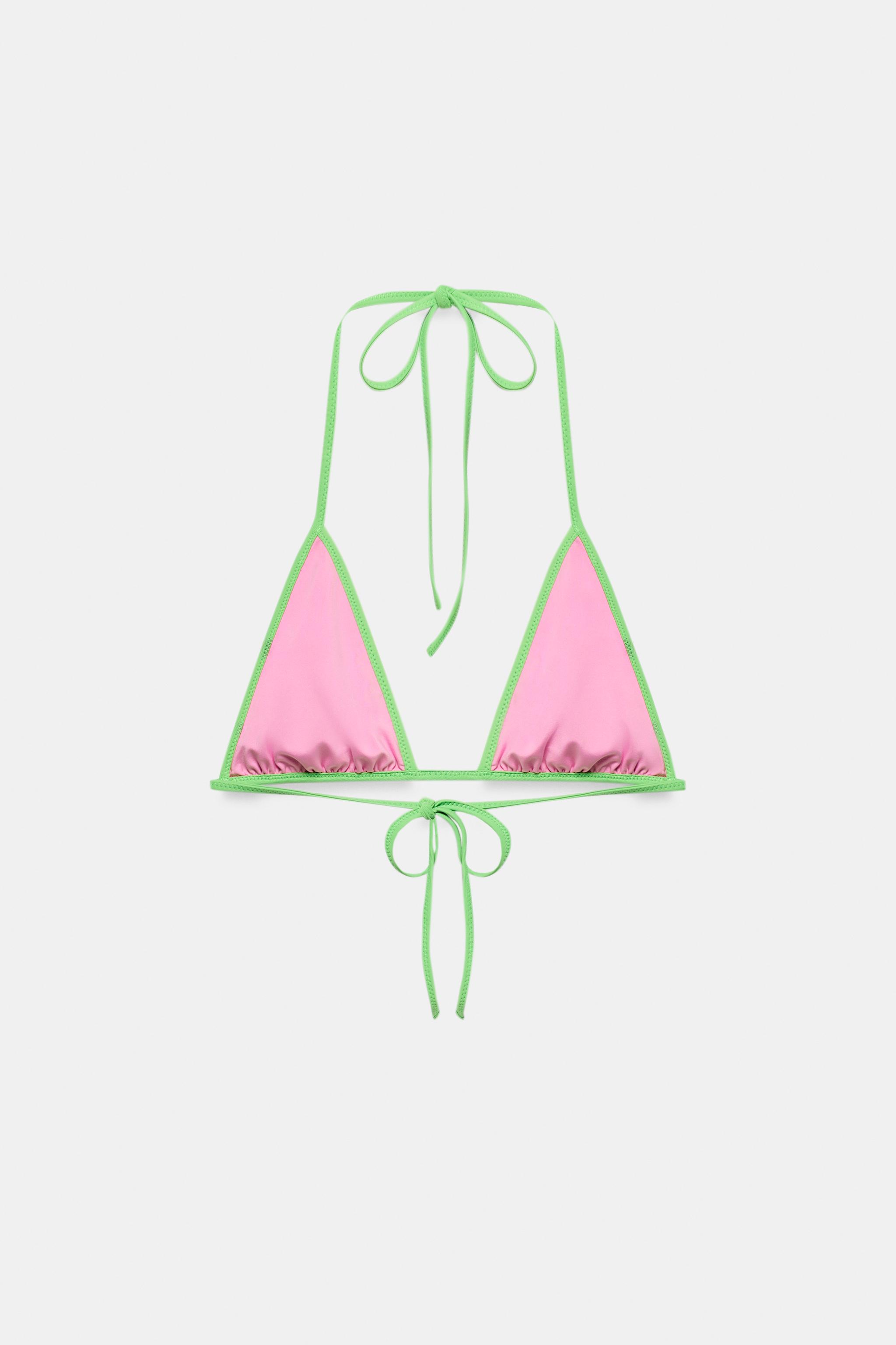 CONTRASTING TRIANGLE BIKINI TOP