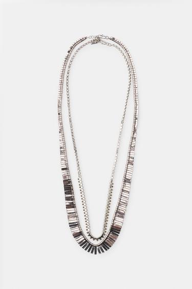 PACK 2 COLLARES METÁLICOS PLACAS BRILLOS - Plata de Zara