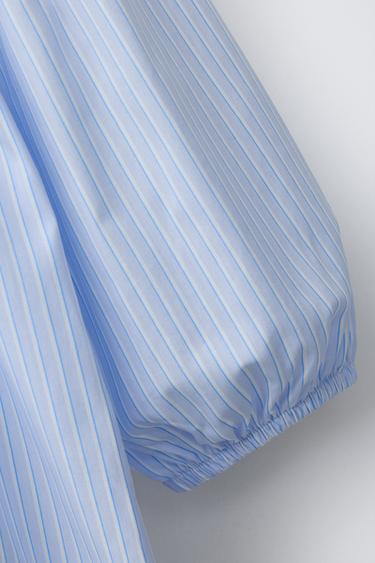 POPELINKLEID MIT BUBIKRAGEN UND STICKEREI - Hellblau von Zara