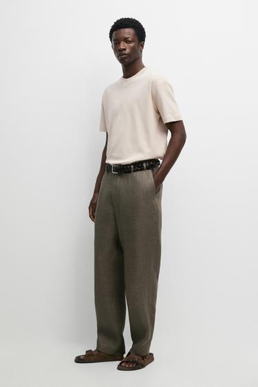 Zara 100% cotton short sleeve T-shirt - Light beige - Image 0