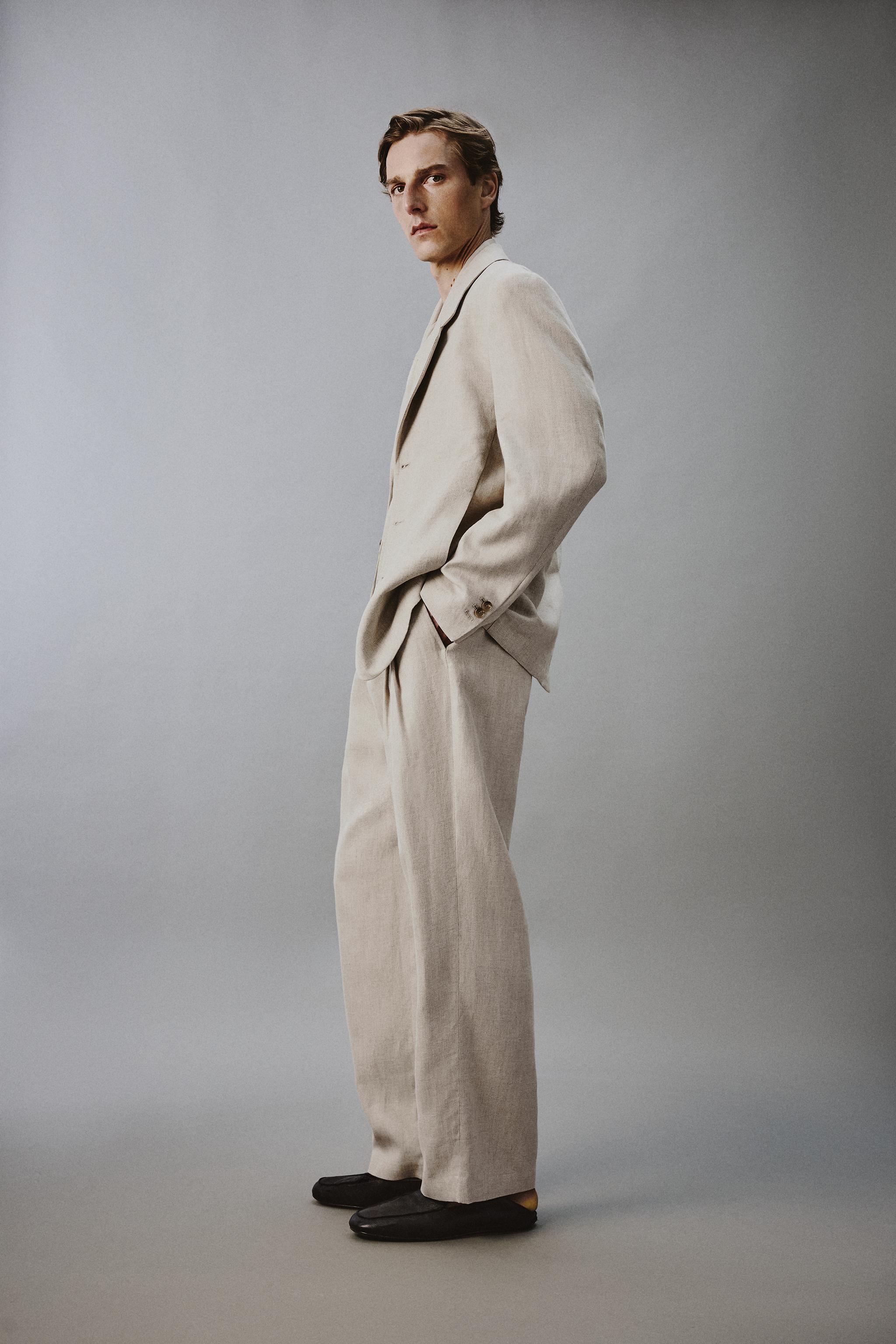 COTTON - LINEN PLEATED PANTS