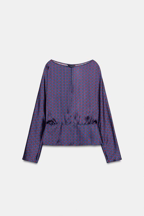 CAMISA SATINADA ESTAMPADA - Multicolor de Zara - Imagen 0