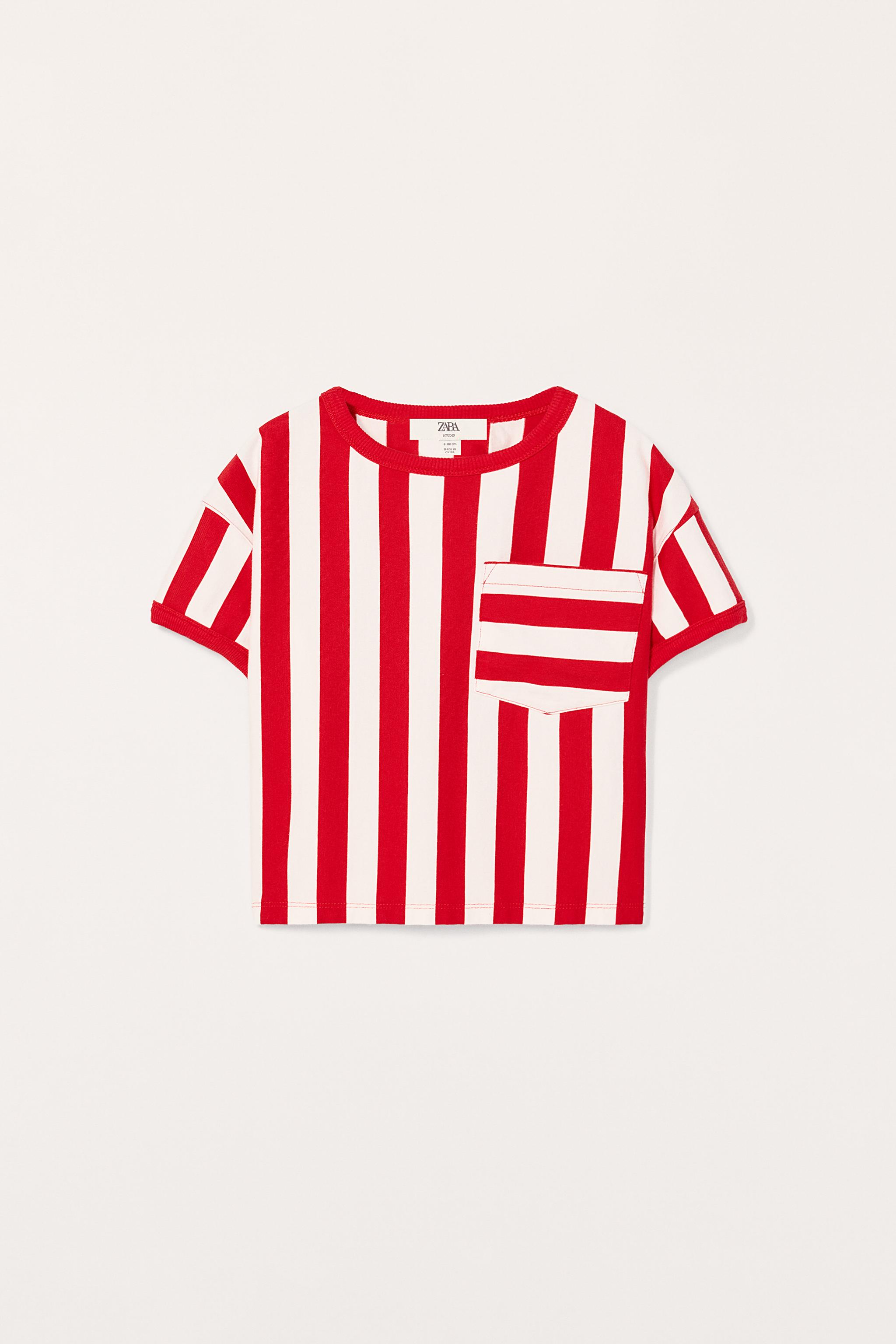 モテモテアイテム ZARA ストライプ Tシャツ - LIMITED EDITION LIMITED EDITION ストライプ柄Tシャツ - ホワイト/レッド
