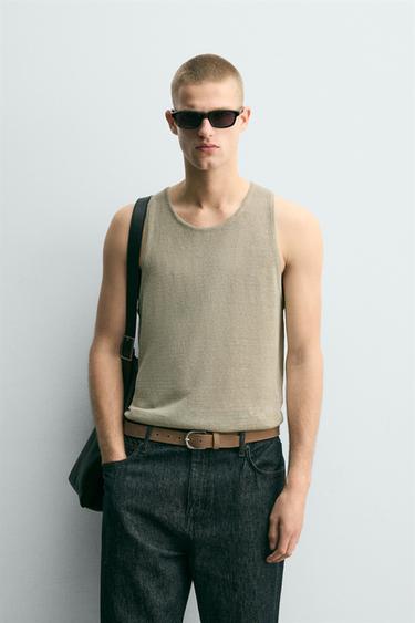 ΠΛΕΚΤΗ ΜΠΛΟΥΖΑ TANK RELAXED FIT - Πράσινο ανοιχτό του Zara