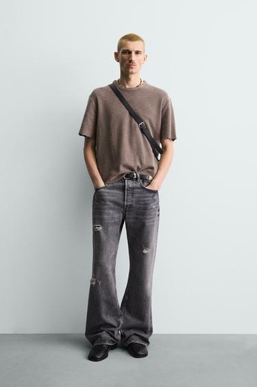 FADED KNIT T-SHIRT - Brown by Zara
