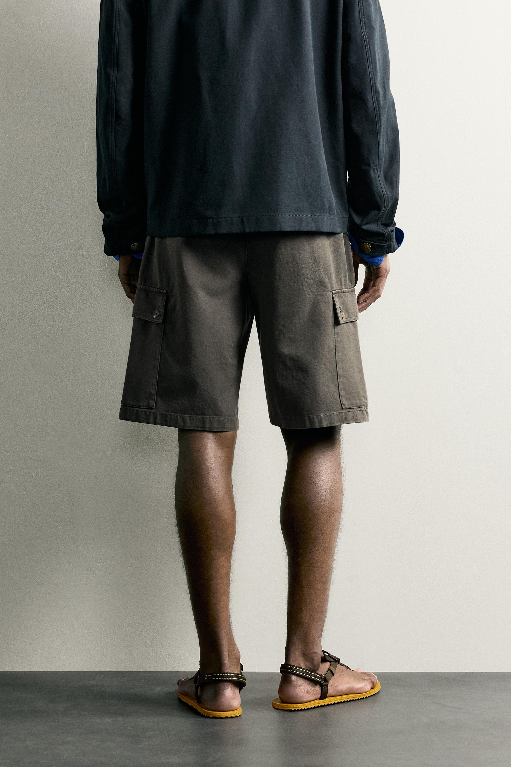 Мужские шорты Zara RELAXED FIT CARGO SHORTS WITH TABS — фото 3
