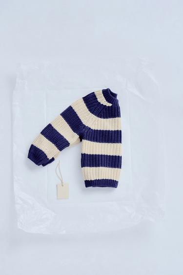 ZARA TIMELESS - CHUNKY STRIPE KNIT JUMPER - Indigo by Zara - Image 0