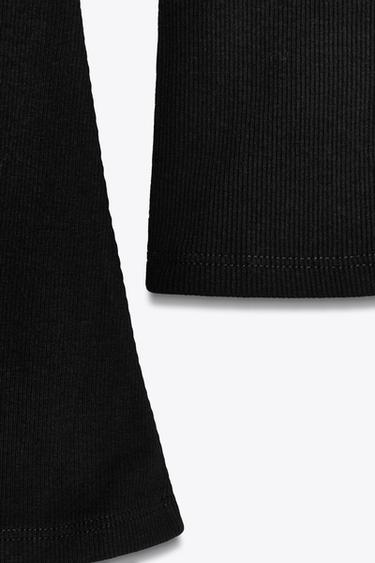 RIB T-SHIRT WITH FLARED SLEEVES - Black by Zara - Image 6