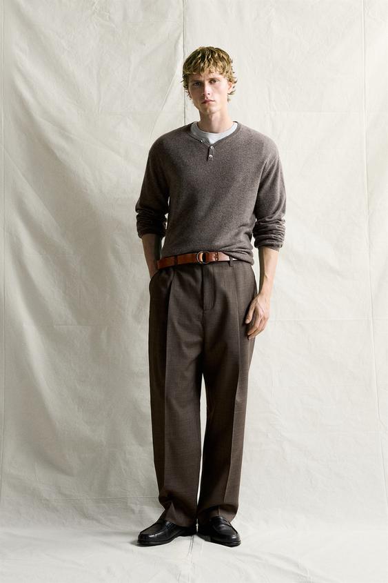 MANTECO® 100% WOOL PLEATED TROUSERS - Black / Brown de Zara - Imagen 0