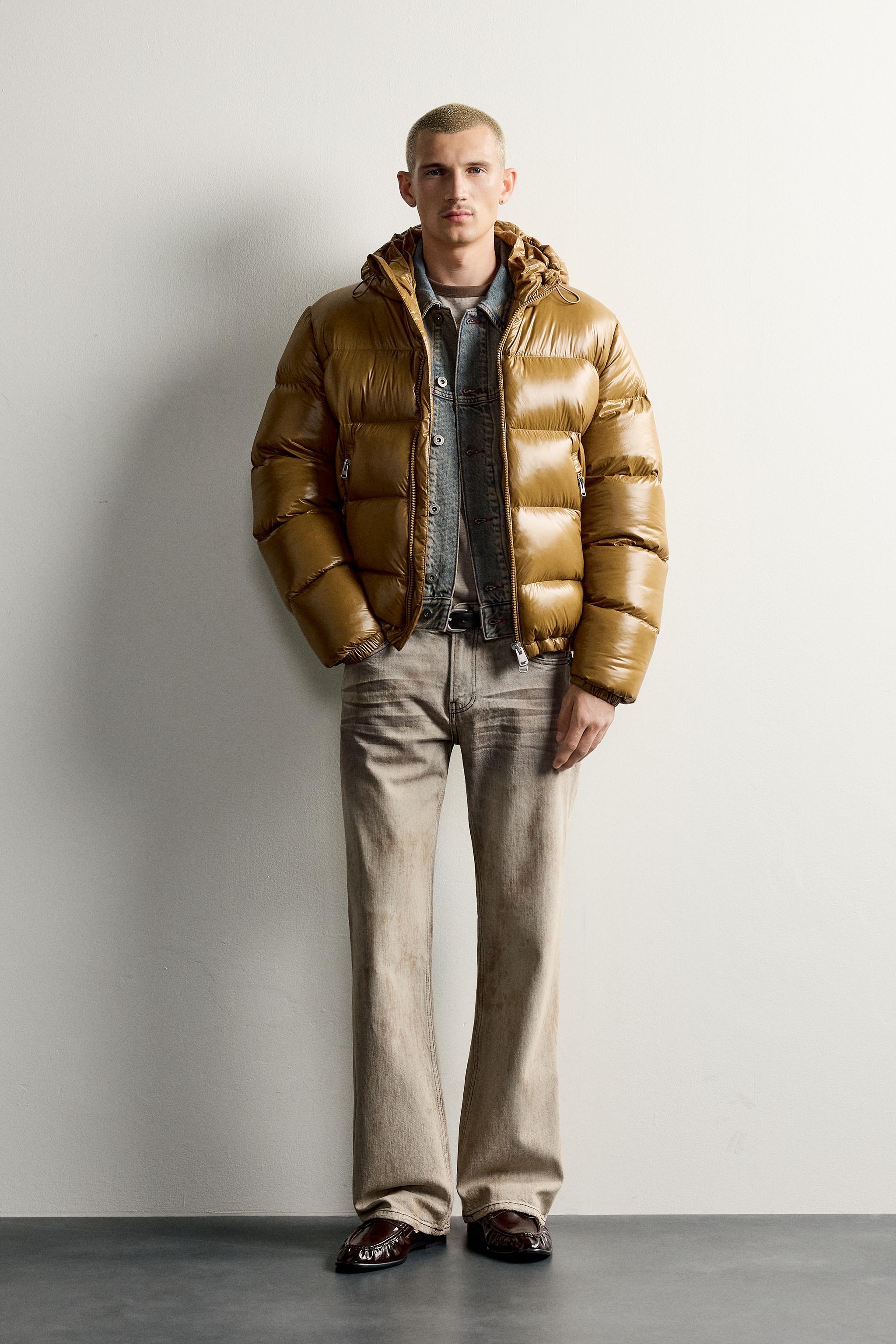 ダウン80%・フェザー20% 撥水加工パフジャケット - マスタード | ZARA