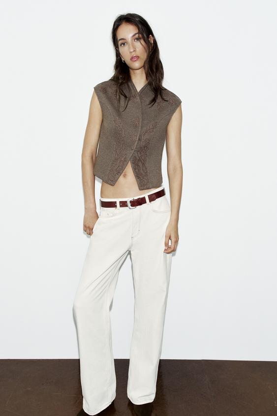 EMBROIDERED WAISTCOAT - Dark brown de Zara - Imagen 0