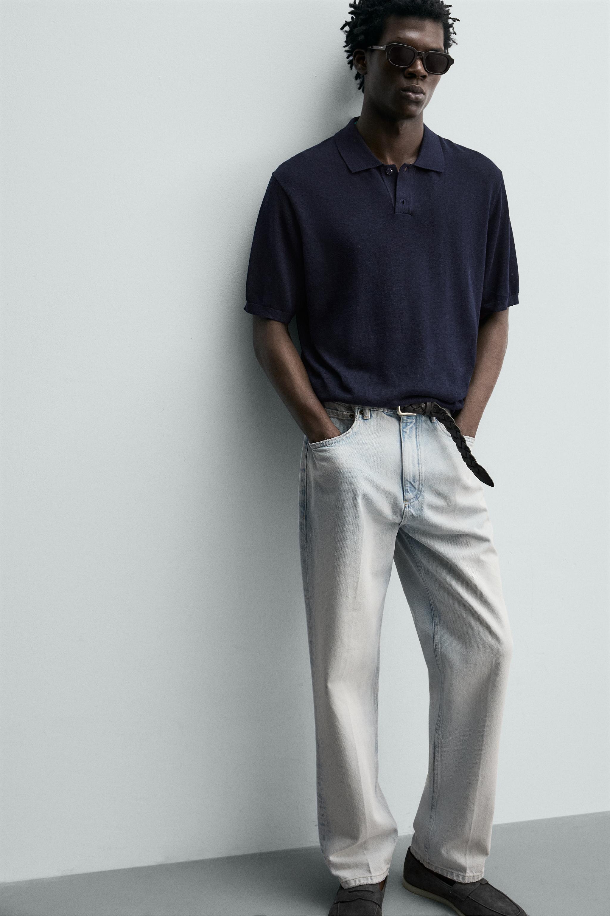 SILK LINEN BLEND KNIT POLO SHIRT