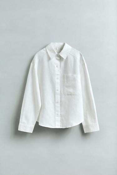 CAMISA ALGODÓN LINO - Blanco de Zara
